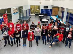 UTC Students and staff with Christmas jumpers on